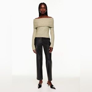 Off-Shoulder Long-Sleeve Sweater - Sage Green